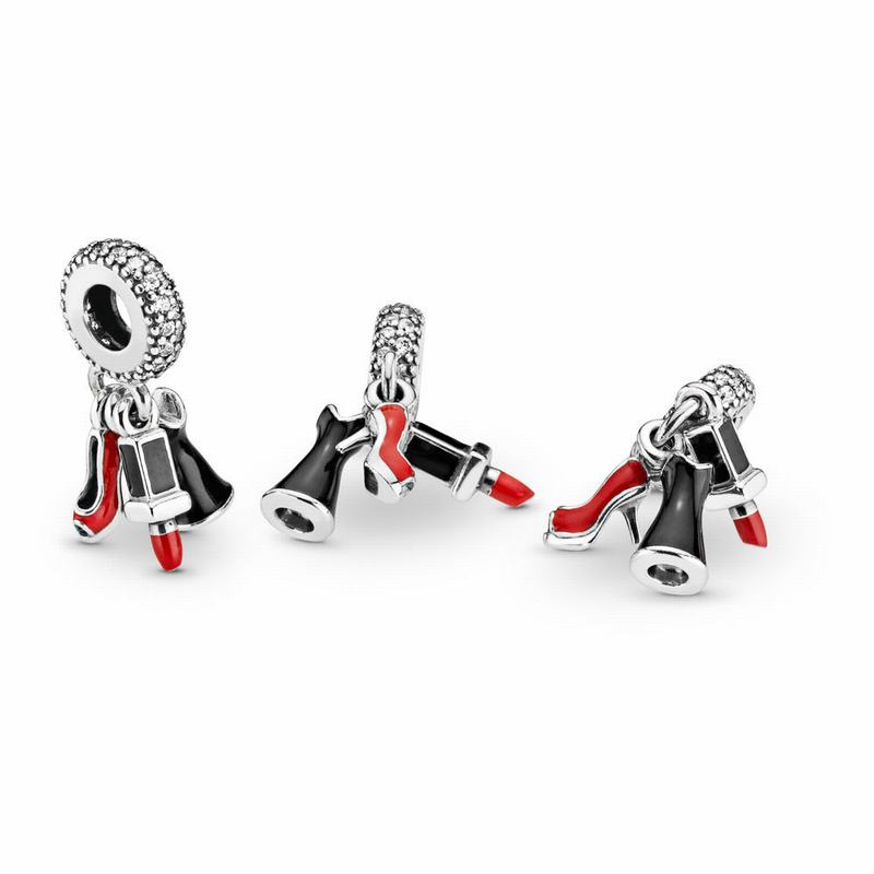 Pandora Glamour Trio Dangle Charm - Sterling Silver/Enamel/Black/Cubic Zirconia - Canada | MV3226AS